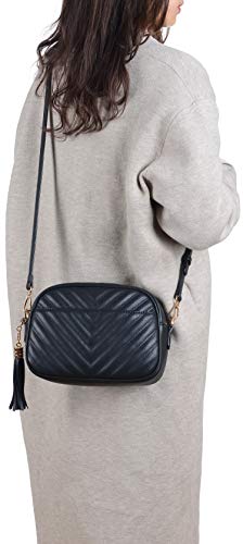 Lola Mae quilted crossbody bag with zip and tassel