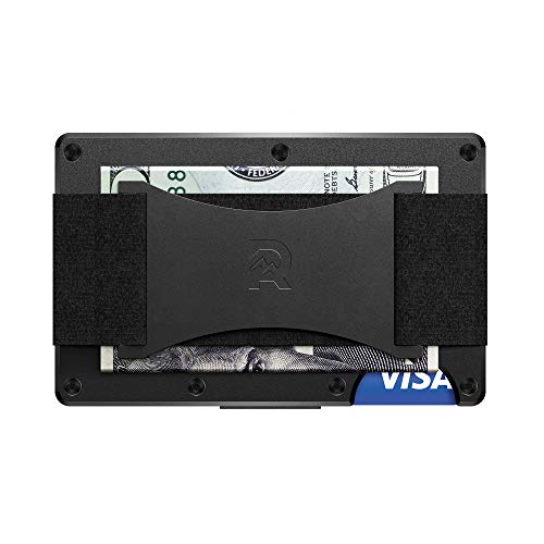 The Ridge Wallet Authentic | Minimalist Metal RFID Blocking Wallet with Cash Strap | Wallet for Men | RFID Minimalist Wallet, Slim Wallet (Black)
