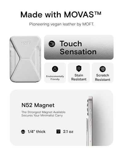 MOFT Magnetic Wallet Stand Compatible with iPhone 15/14/13/12 Series, Angle Adjustment & Magsafe Compatible MOVAS Phone Stand, Misty Cove