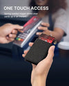 typecase Mens Wallet Card Holder: Pop Up Card Case, Carbon Fiber Leather, RFID Blocking, Smart, Slim, Minimalist, Thin - 13 Card Capacitiy, ID Window, Money Clip (Black)