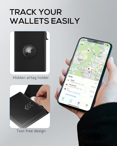 Mens Wallet Card Holder for AirTag - Smart Wallet with AirTag Holder