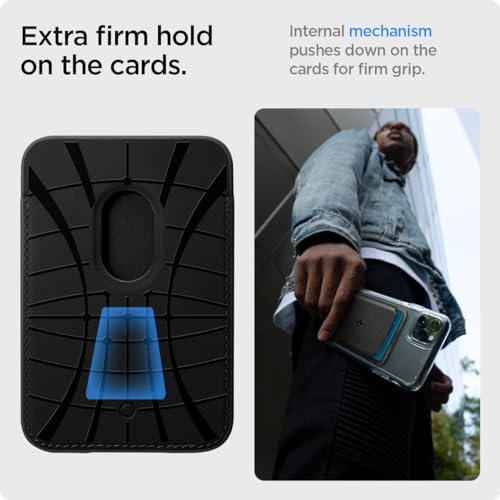 Spigen Valentinus (MagFit) Magnetic Wallet Card Holder 3-Cards Designed for MagSafe Compatible with iPhone 15, 14, 13, 12 Models - Black