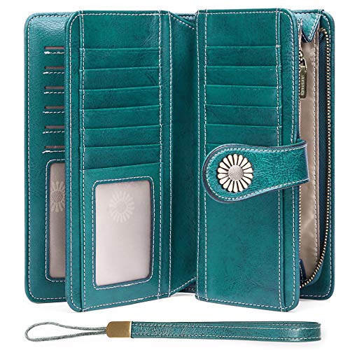 Large Capacity Womens Wallets RFID Leather Purse 