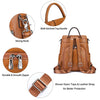 S-ZONE Leather Backpack for Women Antitheft Soft Rucksack Ladies Shoulder Bag