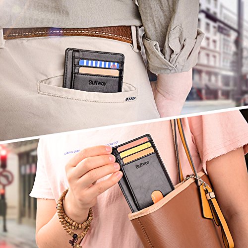 Jungler Rfid Blocking Minimalist Genuine Leather Minimalist Wallet Slim Front Pocket Card Wallet Credit Card Holder Note Compartment 8 Card Holder