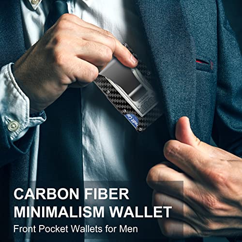 REGC Carbon Fiber Wallet, Metal Money Clip Wallet, RFID Blocking Minimalist Wallet for Men Slim Aluminum Holder Pocket Cash Credit Card Holder
