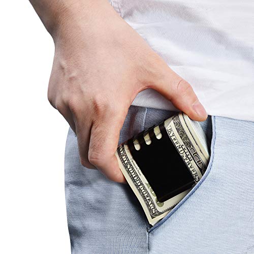 Minimalist Mens Wallet with Money Clip and Multitool - Carbon