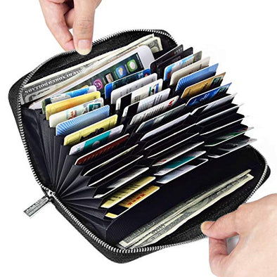 FEITH&FELLY Large Capacity Credit Card Wallet - Leather Secure RFID Wallet for Women 36 Slots