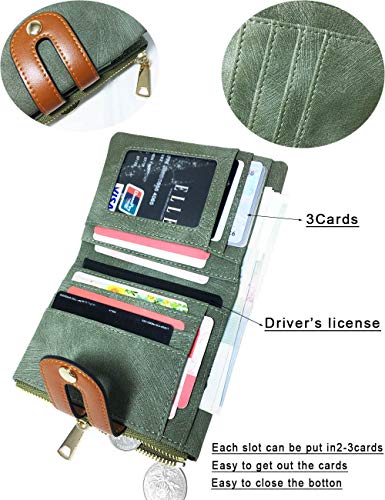 AOXONEL Women's Rfid Small Bifold Leather Wallet