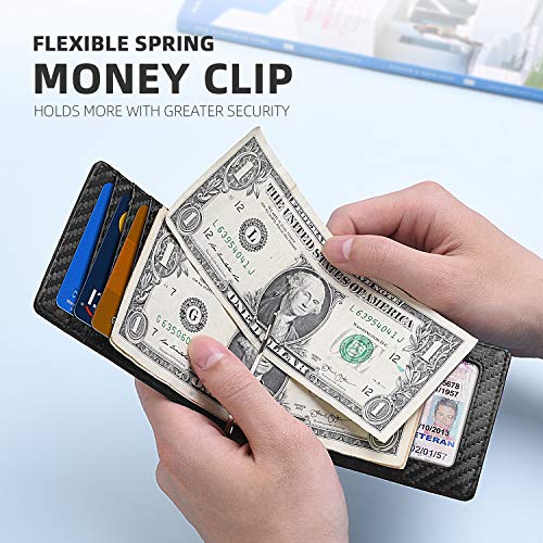 Zitahli Minimalist Slim Bifold Front Pocket Wallet with Upgraded Money Clip for Men, RFID Blocking & Smart Quick-access Pull Tab Design with 1 ID Window