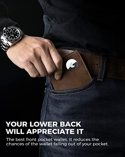 LORZOR AirTag Wallet - Minimalist Front Pocket Mens Wallet for Apple Air Tag