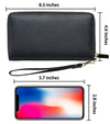 Chelmon Womens Wallet Leather RFID Blocking Purse Credit Card Clutch(01 Genuine leather black)