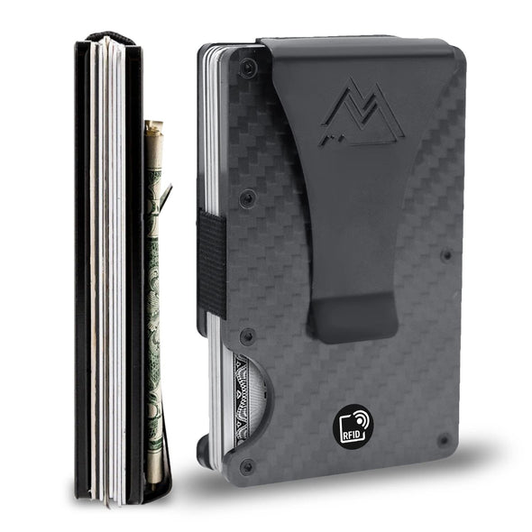 Mountain Voyage Minimalist Wallet for Men - Slim RFID Wallet I Scratch Resistant, Matte Carbon Fiber Credit Card Holder & Money Clip, Easily Removable Money & Cards, Mens Wallets