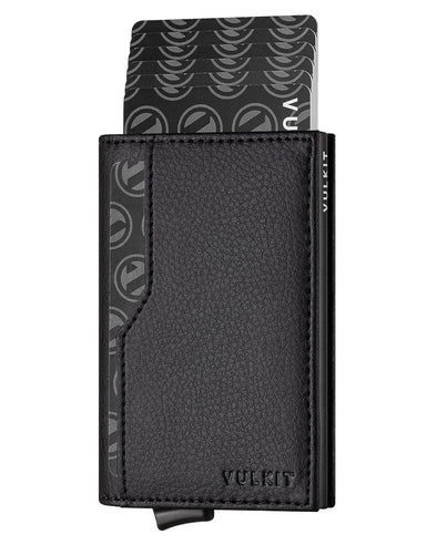 VULKIT Card Holder Wallet for Mens with ID Windows RFID Blocking Pop Up Wallet Slim Leather Wallet Holds Up to 12 Cards Men's Card Case, Black
