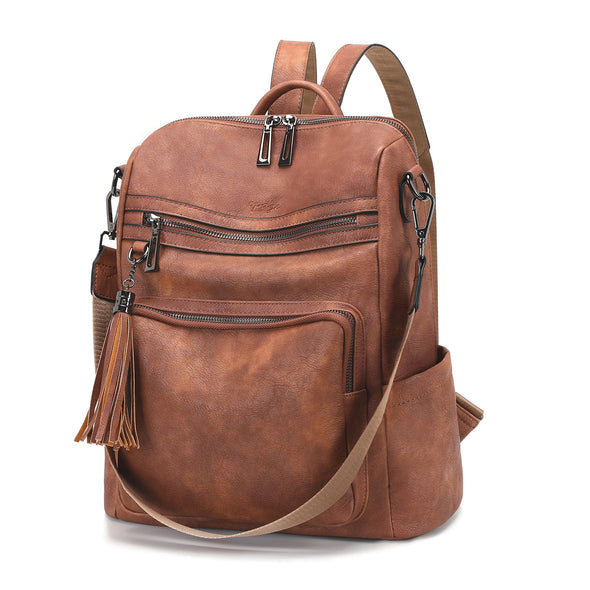 OPAGE Leather Backpack Purse for Women Fashion Tassel Shoulder Bags