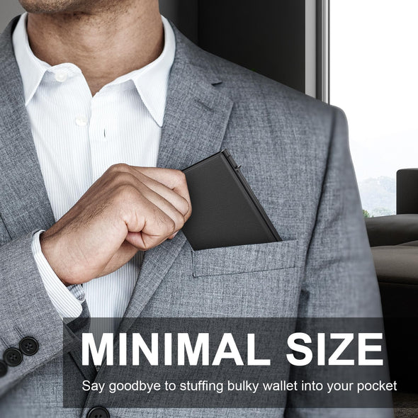 GAOCHALE Wallet for Men Pop up Card Holder, Smart, Slim, Minimalist Design for Front Pocket, Premium RFID Blocking, 10-14 Card Capacity | ID Window | Cash Slot(Black)