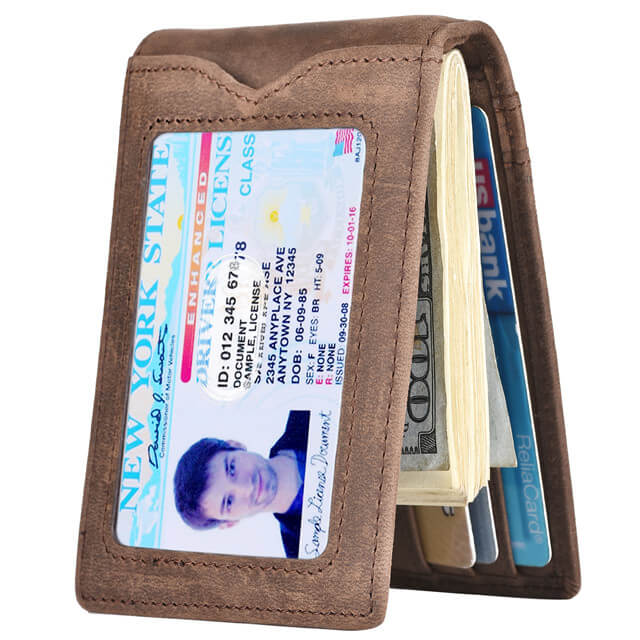 GH Gold Horse Slim RFID Blocking Card Holder Minimalist Leather Front Pocket Wallet for Women