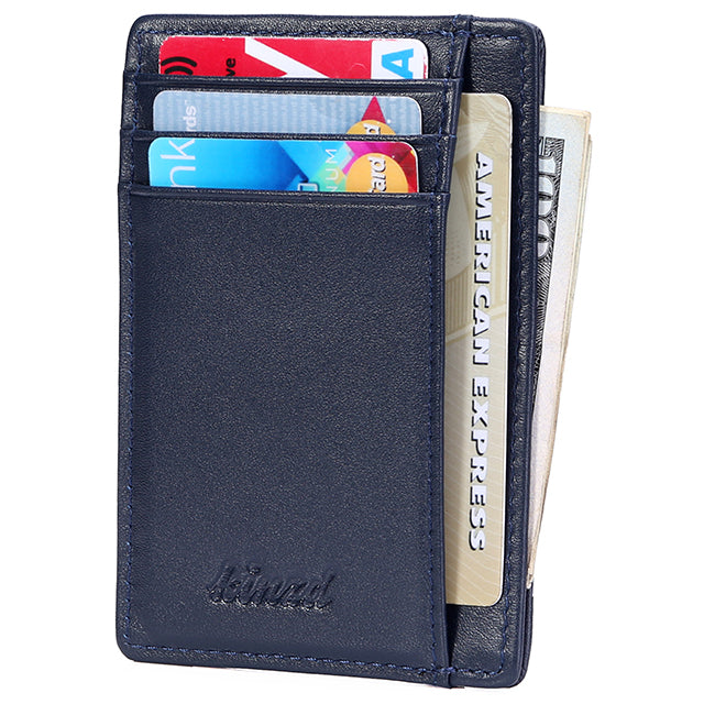 Men's Slim Front Pocket Wallet - RFID Blocking, Thin Minimalist Bifold  Design, Genuine Leather - ID Badge Window and 5 Sleeves for Money, Credit  and