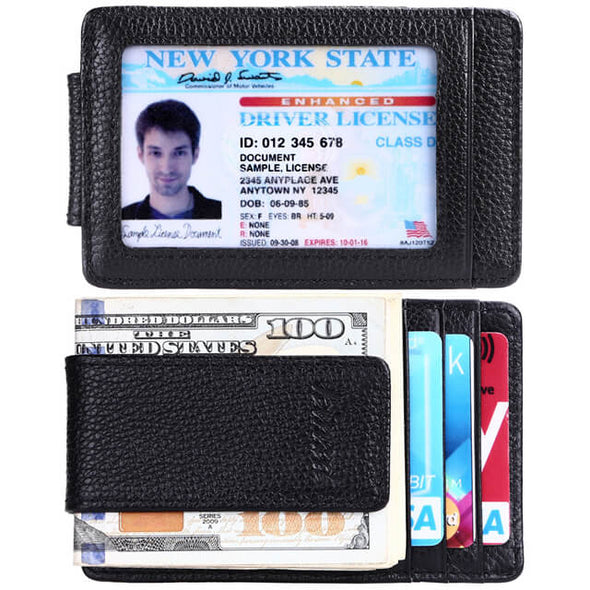 Litch Pattern Slim ID Window Money Clip Wallet