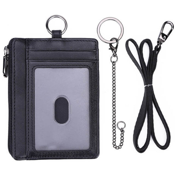Nappa Leather Slim Ziper Coin Wallet Card Holder