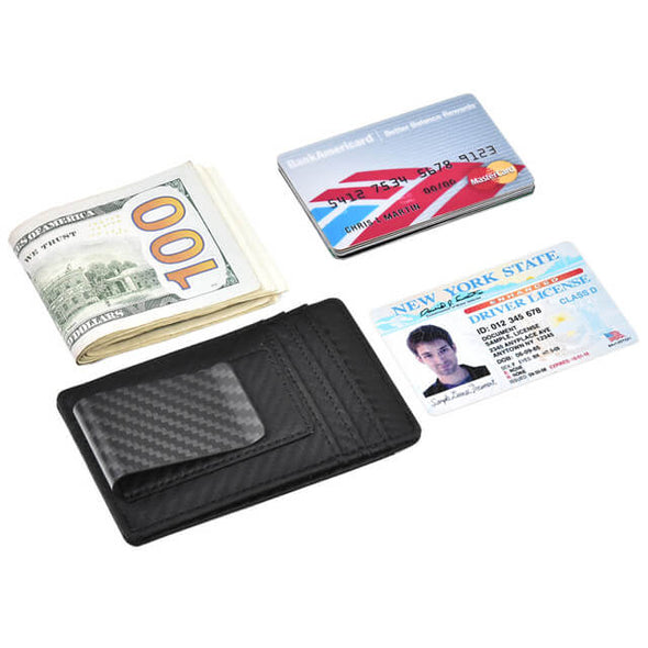 Carbon Fiber Money Clip Wallet ID Window